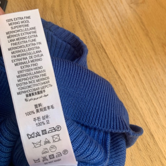 New Authentic Burberry Girl Sweater Cardigan Merino Wool  Sz 3-4T Blue Black Bow - Picture 5 of 8